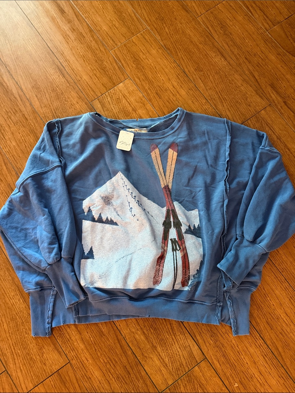 Free People Camden Graphic Sweatshirt- Ski Mountain Scape - Picture 2 of 3
